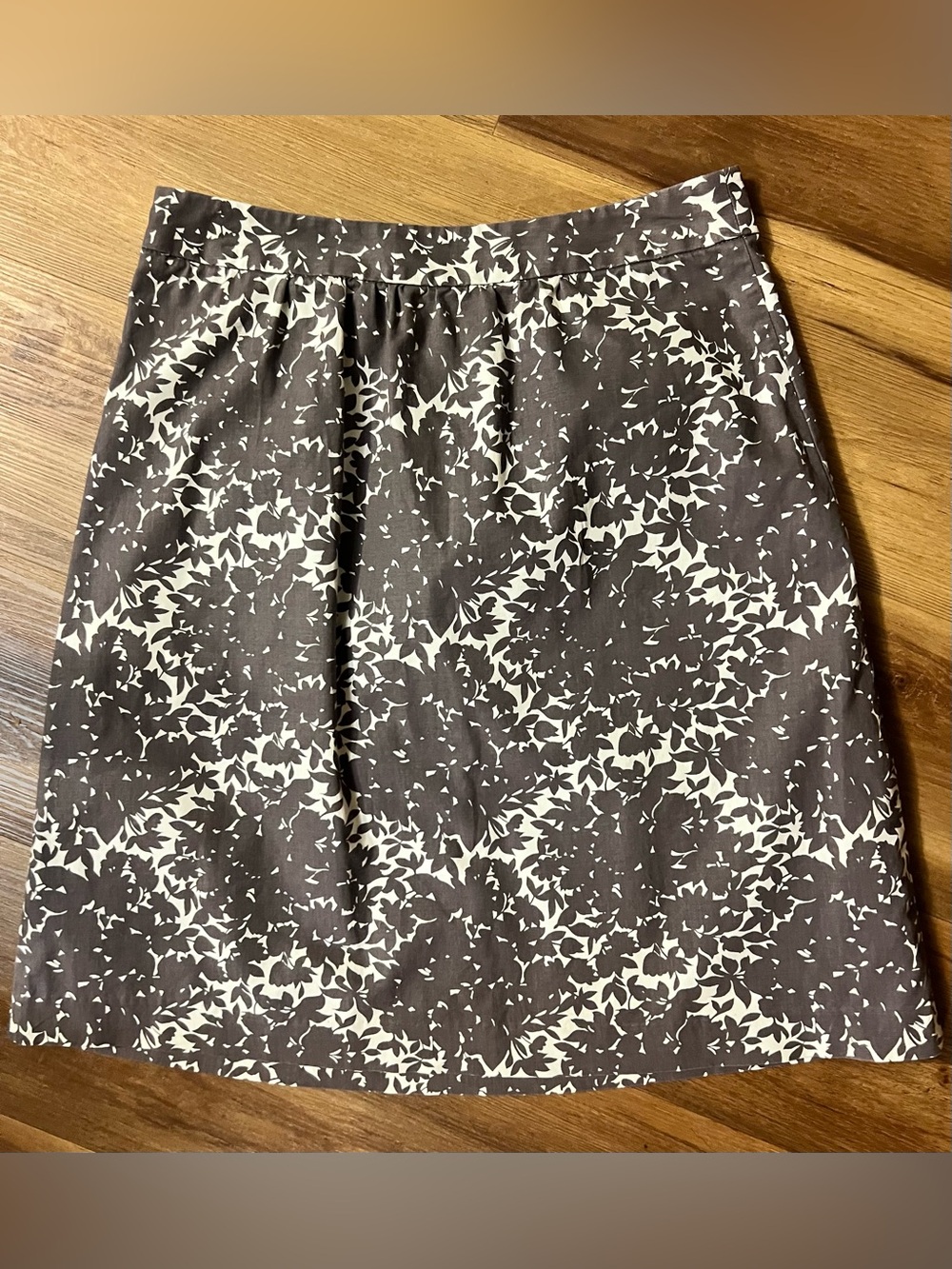 Boden Brown and Cream Floral A-Line Skirt